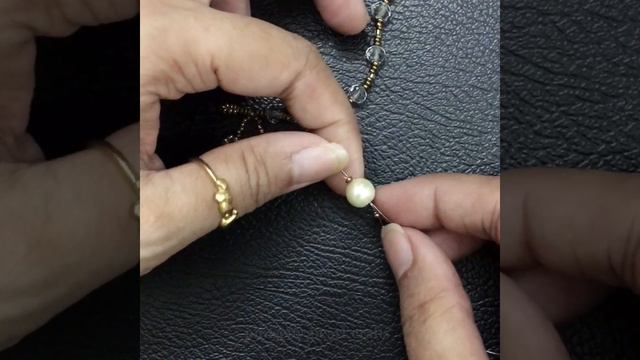 How To Make A Crystal With Pearl Necklace /DIY/simple Weaving Necklace Set Tutorial /pinisetty