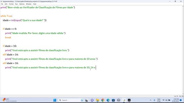 Exercício de Python - Como usar [If, else, elif, while true e Break] смотреть онлайн