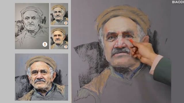 How to draw old man with soft pastel смотреть онлайн