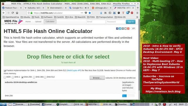 2018 - Intro & How To Verify Xubuntu 18.04 LTS ISO - XFCE Desktop Environment - May 6