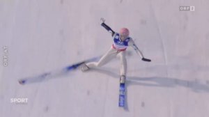 HD Manuel Fettner ACROBATIC 1-FOOTED telemark at VAL DI FIEMME 2013 ski jumping WORLD CHAMPIONSHIPS