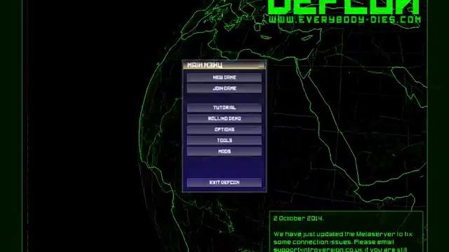 Defcon: Everybody Dies - Main Menu