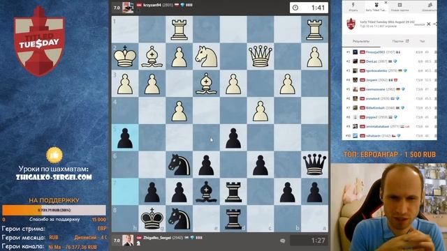 ТИТУЛЬНЫЙ ВТОРНИК!! Играет ХАНС НИМАНН! Шахматы & Сергей Жигалко. На Chess.com & Lichess.org смотреть онлайн