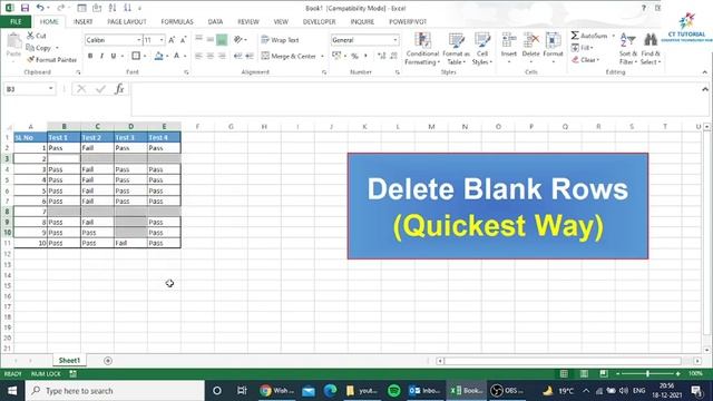 Excel remove blank rows |Remove blank rows in excel |Delete blank rows in excel | CTTUTORIAL | EXCE смотреть онлайн