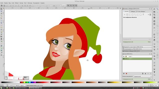 Cute Christmas elf in Inkscape (sketch in Krita) смотреть онлайн