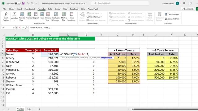 VLOOKUP with TRUE and IF Function [Calculate Commissions ?] смотреть онлайн