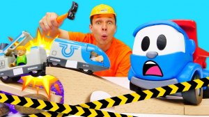 Грузовичок Лева чинит МОСТ! Весёлые игры и детские мультики про машинки