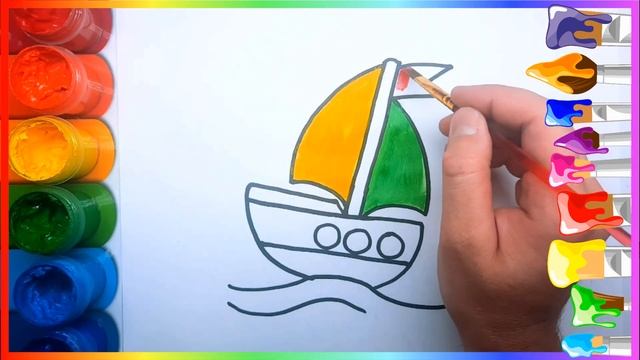 DRAWING A TRAY FOR CHILDERN | ships | sea | for kids | how to draw смотреть онлайн