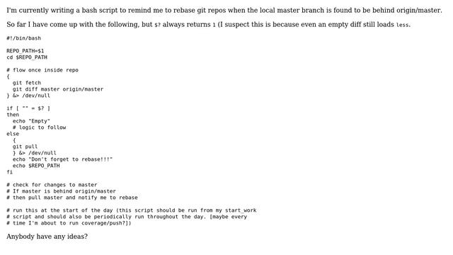 Unix & Linux: Check via shell-script if git repository's master branch is behind origin смотреть онлайн