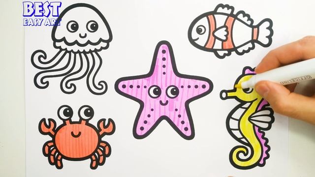 Sea Creatures Drawing, Painting & Coloring For Kids and Toddlers_ Child Art смотреть онлайн