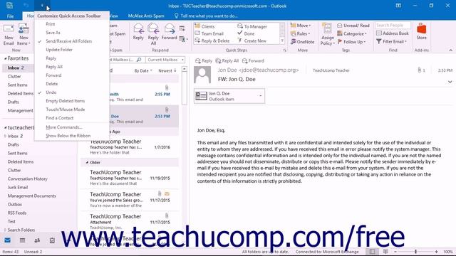 Outlook 2016 Tutorial Touch Mode Microsoft Training Lesson смотреть онлайн
