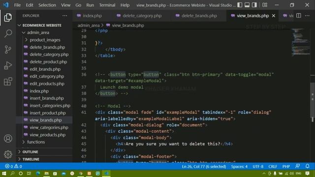 E-commerce website using PHP and MySQL || Admin-Confirm before deleting items || Part -72 смотреть онлайн