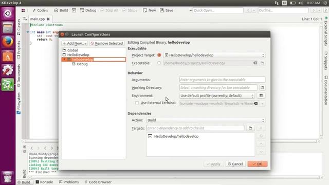 Hello World KDevelop смотреть онлайн