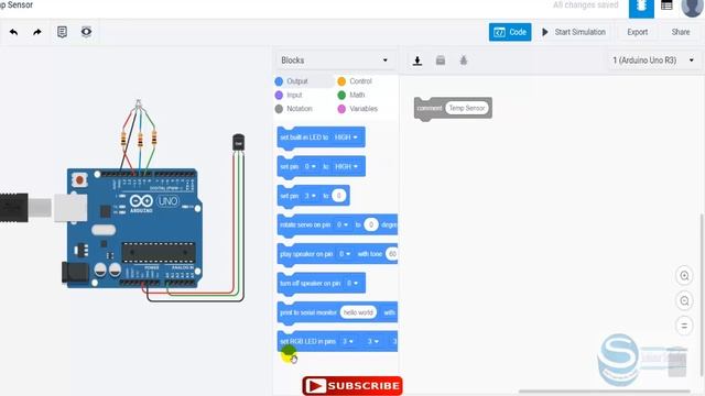 Arduino Temperature Sensor | LED RGB Bulb | Tinkercad смотреть онлайн