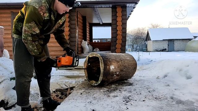 Делаем колоду для пчел/ВЫЖИГАЕМ колоду для пчел часть 2/Дешевый улей смотреть онлайн