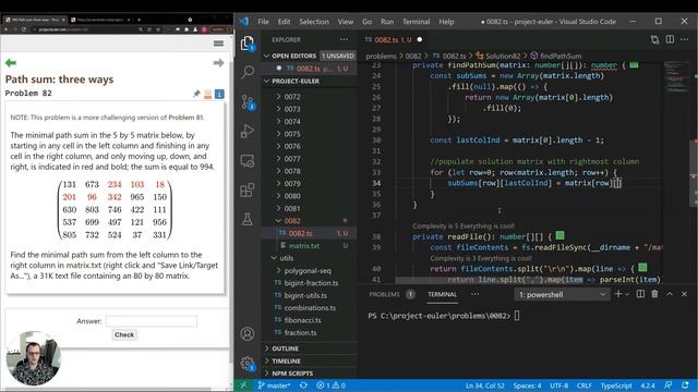 #82: Path Sum: Three Ways - Project Euler смотреть онлайн