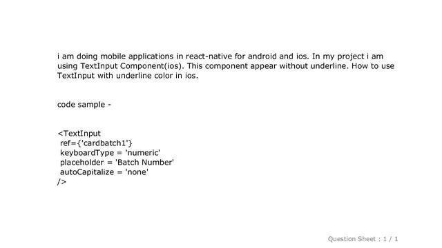 iOS : TextInput underline color for ios in react-native смотреть онлайн
