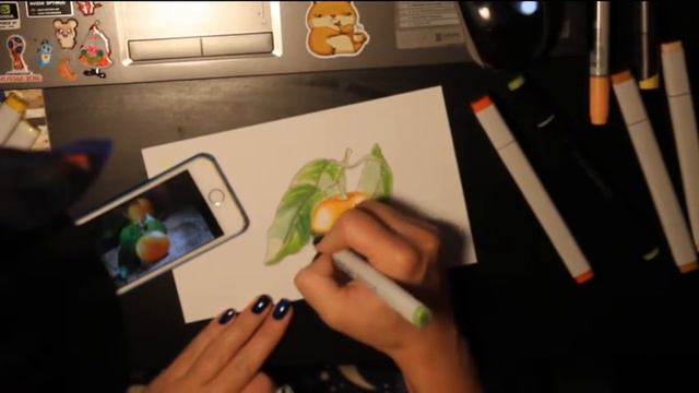 Мандарин. Скетч маркерами смотреть онлайн