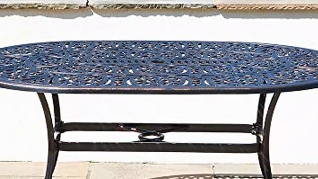 Cast Aluminium Metal Oval Garden Table Rust Free Weather Resistant Outdoor Dining Furniture смотреть онлайн