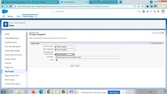 Create Record Types | Create a Process for Managing Support Cases смотреть онлайн