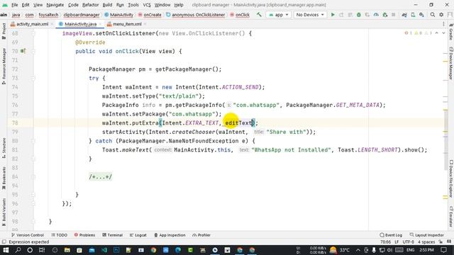 Whatsapp Send text to specific contact programmatically || Android Studio | Java смотреть онлайн