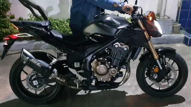 Honda CB500F 2022 with SC Project 470mm black real carbon tip and elbow slip on sound check смотреть онлайн