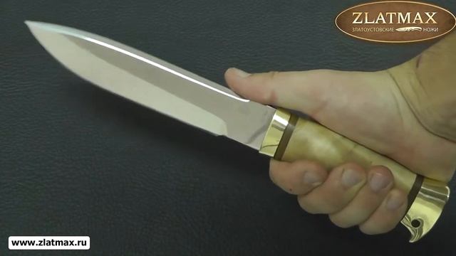 Нож FOX-2 (ЭИ-107, Берёзовый кап, латунь) - Златоустовские ножи (zlatmax.ru) смотреть онлайн