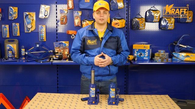 Гидравлический бутылочный домкрат, KRAFT. Обзор смотреть онлайн