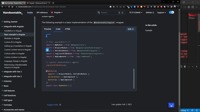 Handsontable examples in Angular смотреть онлайн