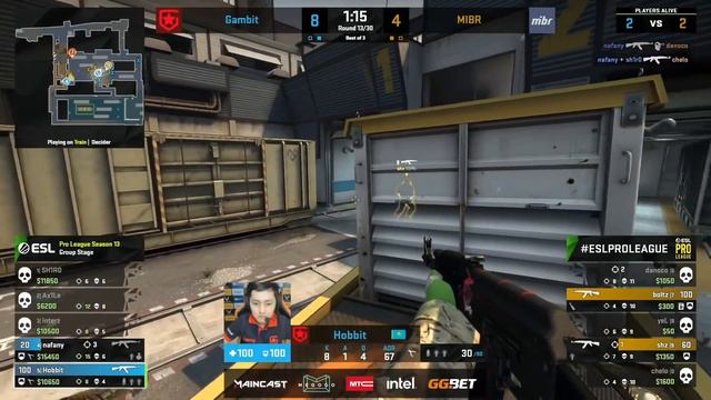 Группа C. GAMBIT Vs MIBR. Map-3 Train. ESL Pro League Season 13