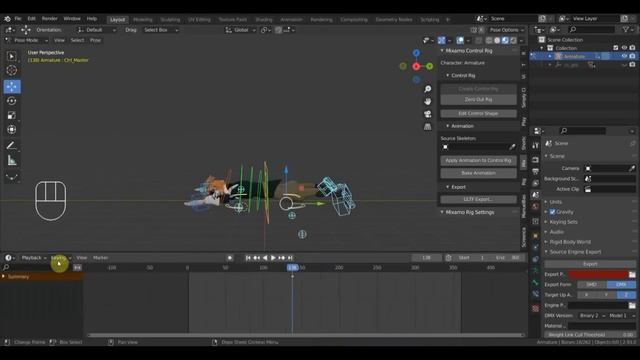 BLENDER 2.93 Добавляем анимацию из миксамо к анимации из миксамо смотреть онлайн