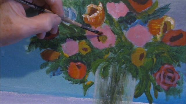 How to paint Flowers in a Glass Vase Acrylic Painting Pt 2 смотреть онлайн