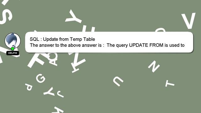 SQL : Update from Temp Table смотреть онлайн