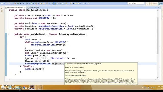 Java Concurrency java.util.concurrent.locks.Condition APIs example смотреть онлайн