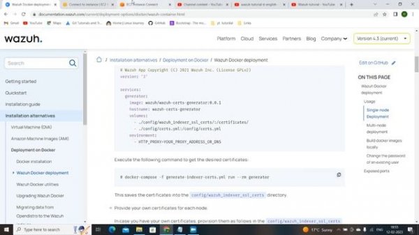 Wazuh tutorial 8. wazuh installation on docker env using docker-compose single-node-infra Devopstoo