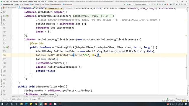 4.2 Demo ListView cơ bản - Chức năng xóa và xác nhận xóa bằng dialog ntn смотреть онлайн