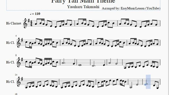 Clarinet Sheet Music: How to play Fairy Tail Main Theme by Yasuharu Takanashi смотреть онлайн