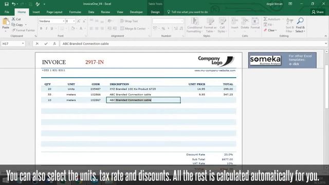 Invoice Template - Excel Template for Small Business смотреть онлайн