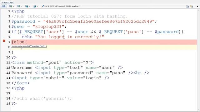 PHP Tutorial 027 Logging in with a Hashed Password смотреть онлайн