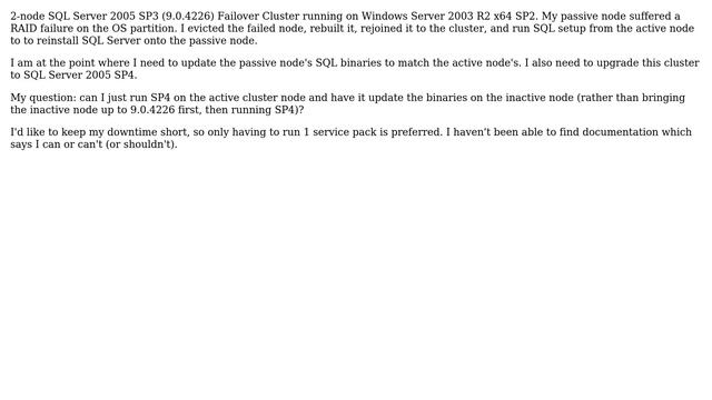 DevOps & SysAdmins: SQL Server 2005 SP3 Failover Cluster Node Replacement Service Pack смотреть онлайн