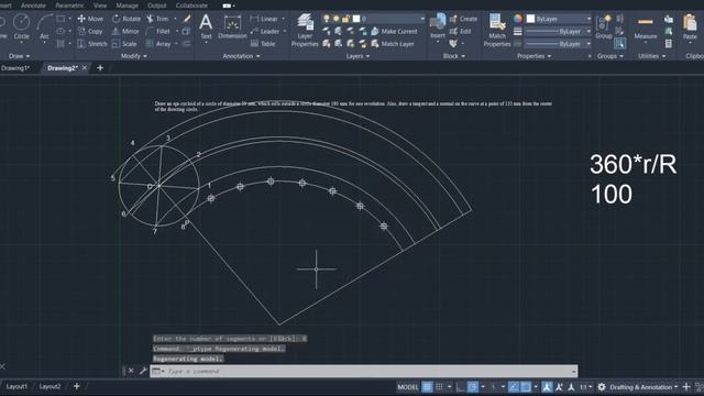 EPICYCLOID CONSTUCTION BY AUTOCAD ||ENGG DRAWING ||AUTOCAD смотреть онлайн