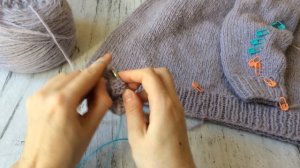 Женский свитер из альпаки/круглая кокетка/ вязание снизу вверх