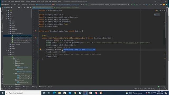 ElementNotInteractableException in Selenium смотреть онлайн
