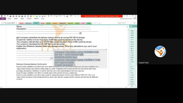 Revision of File Size Calculation for O Level & IGCSE Computer Science by Inqilab Patel смотреть онлайн