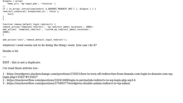 Wordpress: stop redirection on /wp-admin call to /wp-login смотреть онлайн