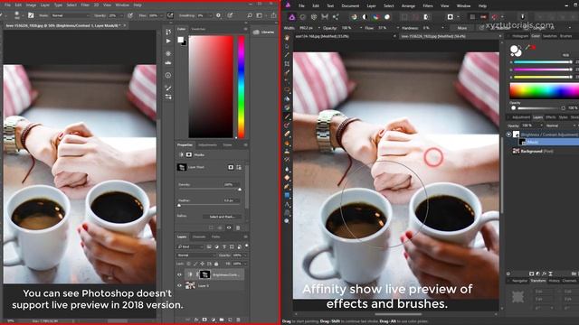Affinity vs Photoshop - Comparing Live Preview of effects and brushes смотреть онлайн