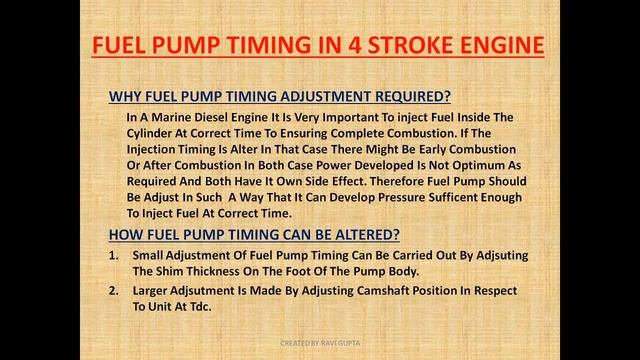 Fuel Pump Timing| Four stroke Engine| 4 Stroke|Auxiliary Engine| смотреть онлайн