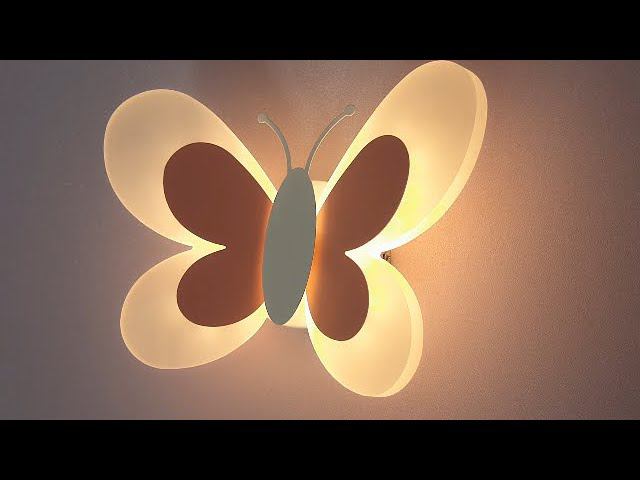 Детский комната дизайн. Светильник бабочка. Креативный настенный светильник для малышей. смотреть онлайн