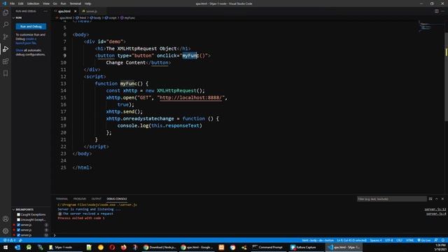 Debug JavaScript AJAX to NodeJs in Visual Studio Code using Chrome Developer Tools XMLHttpRequest смотреть онлайн