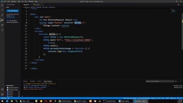 Debug JavaScript AJAX to NodeJs in Visual Studio Code using Chrome Developer Tools XMLHttpRequest